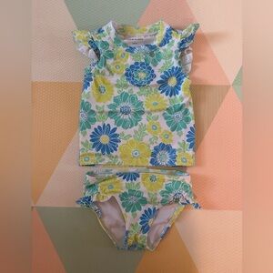 Janie and Jack Floral Two-Piece Swim Set - Blue, Green & Yellow